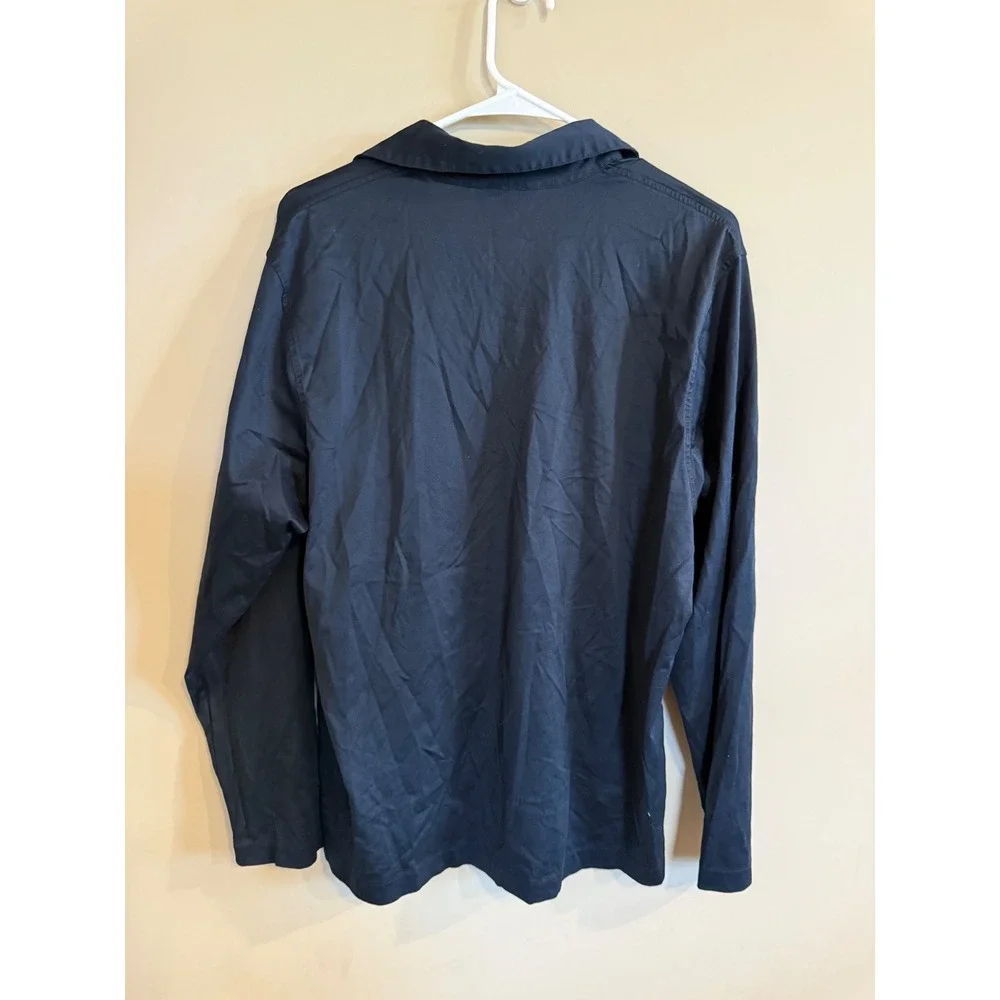 Banana Republic Mens Long‎ Sleeve Button Neck Polo Shirt Black XL